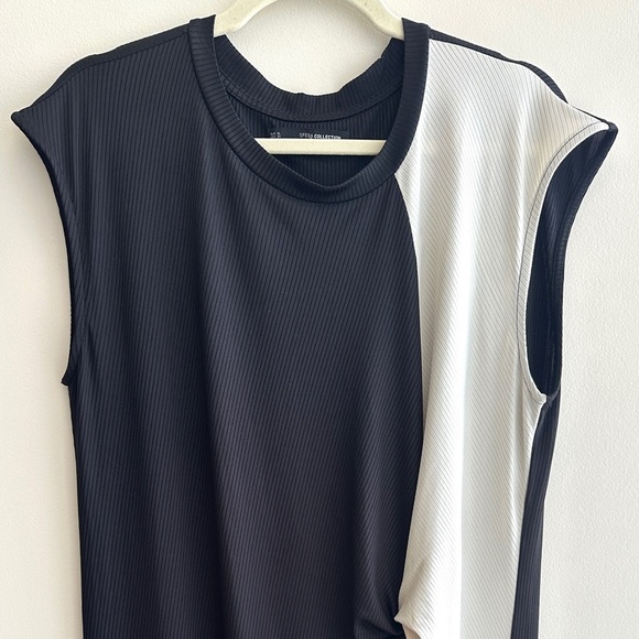 Sfera Collection Black and White Ribbed Twist Front Maxi Dress, European XL - Picture 2 of 15